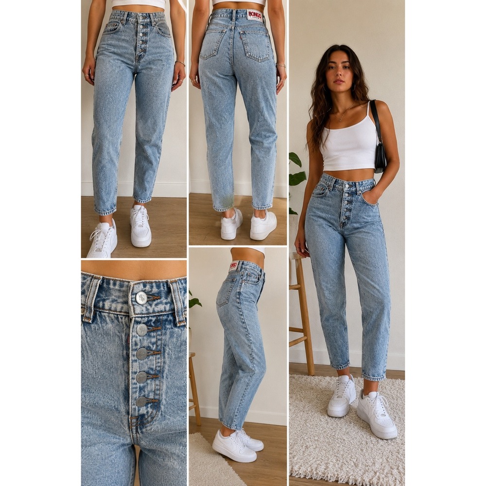Vintage Bongo Jeans Women's Size 5 High Rise Button Fly Mom Jeans Made in USA